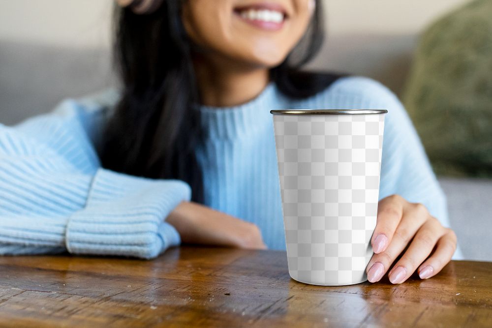 Reusable cup mockup png, transparent design