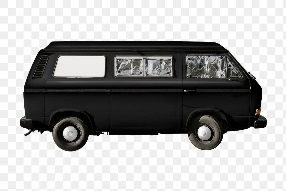 Old black van png sticker, transparent background