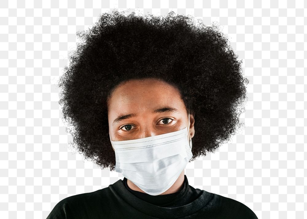 Woman wearing face mask png on transparent background