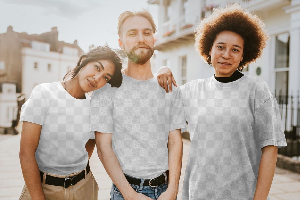 T-shirts png on three friends model  