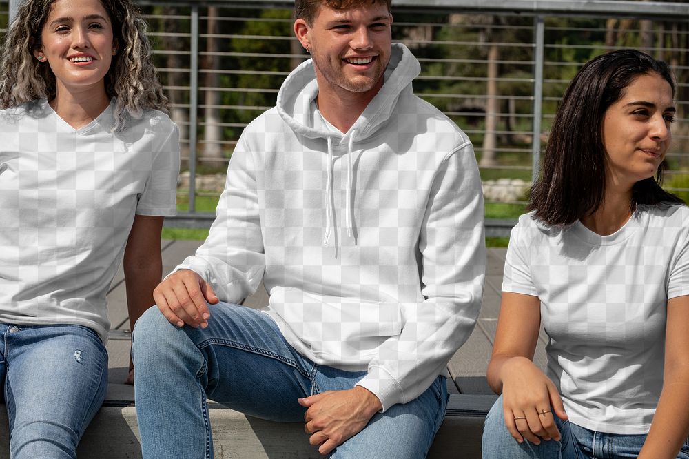 Hoodie mockups png, transparent tees, casual wear fashion