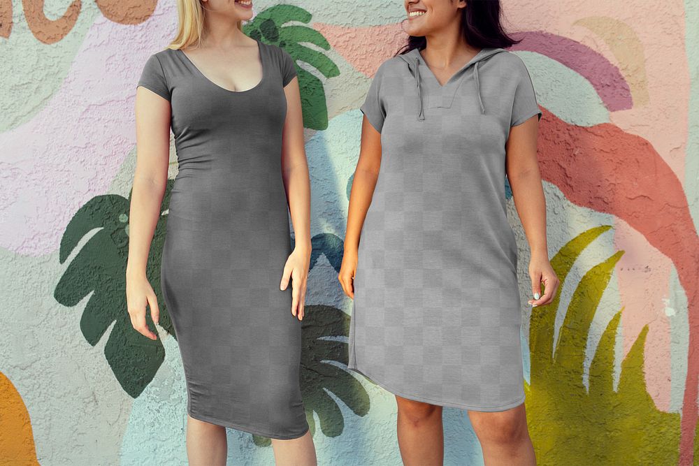 Friends dress png mockup, transparent apparel designs that are editable