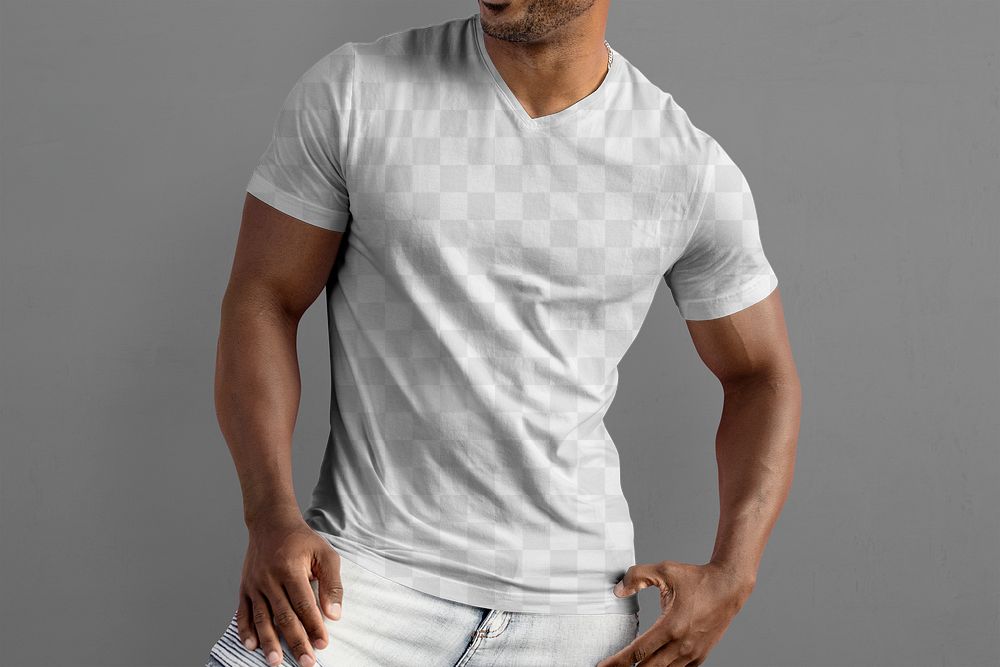 Men's png clothing mockup, grey background