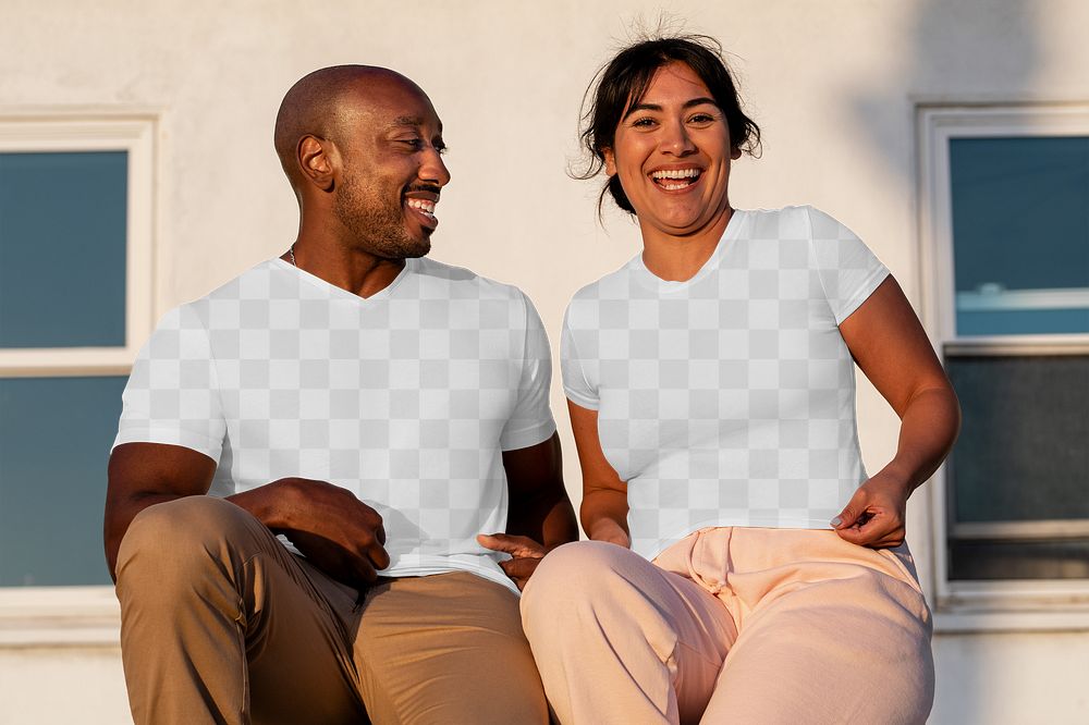 Couple apparel mockup png, summer clothing in transparent design