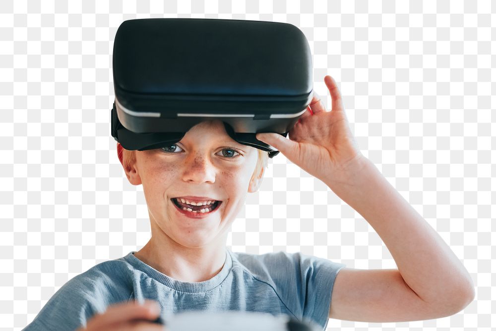 Boy png, playing VR game
