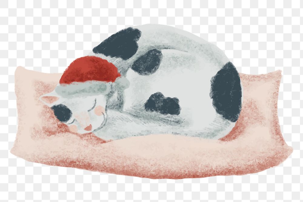 Sleeping cat Christmas vibe png sticker illustration