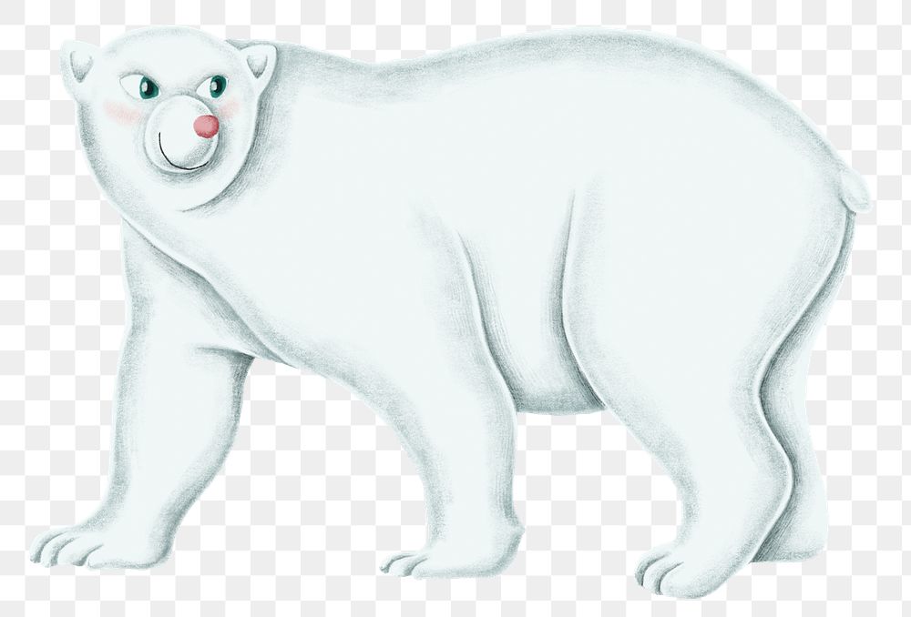 Winter polar bear animal png sticker hand drawn