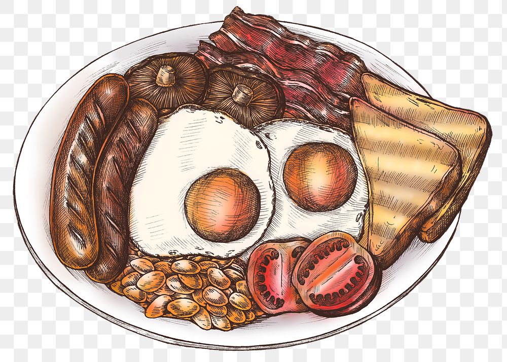 Colorful American breakfast png transparent 