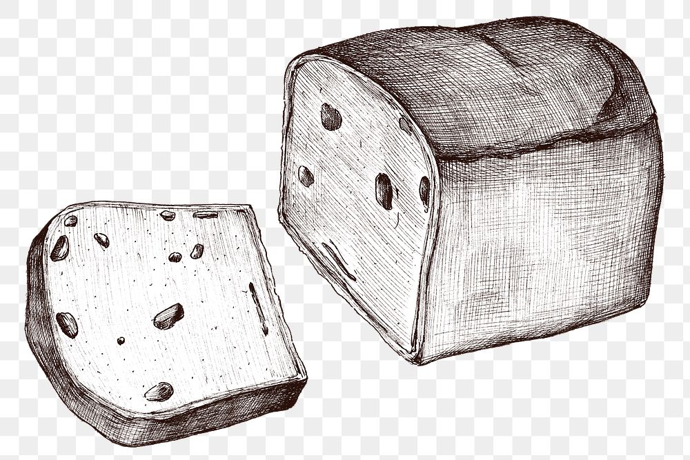 Black and white png loaf of fruitcake