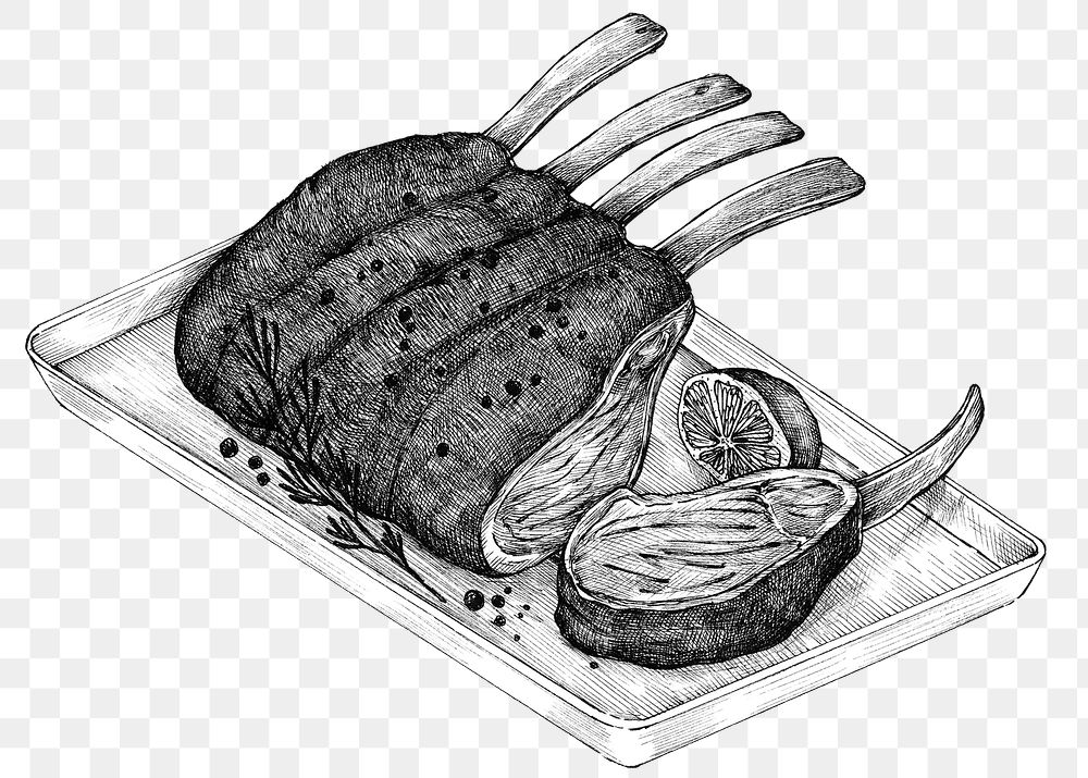 Black and white png rack of lamb