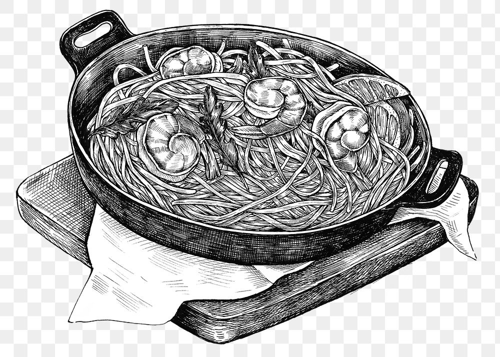Black and white png spaghetti marinara