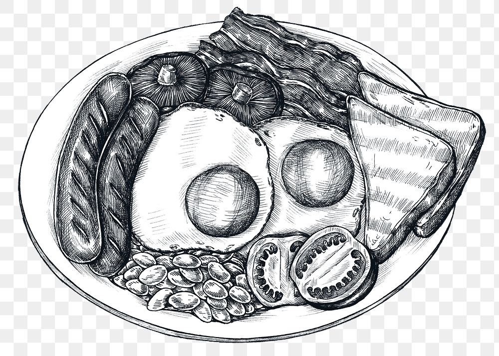 Black and white png American breakfast 