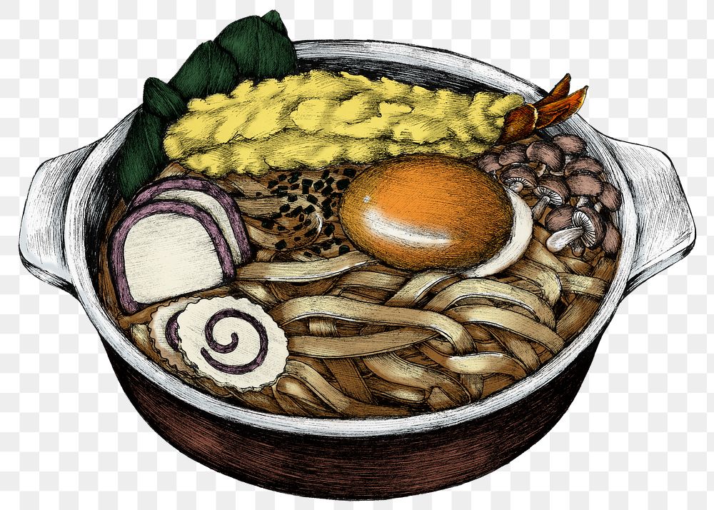 Colorful Japanese udon isolated png