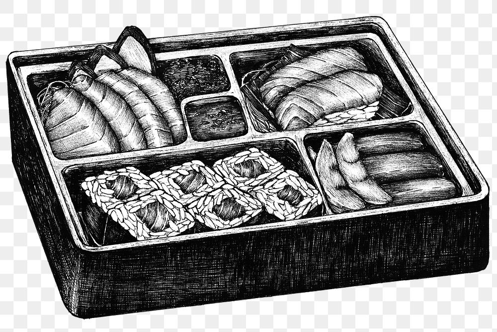 Classic Japanese lunch box png with transparent background