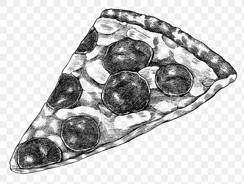 Hand drawn slice of pizza transparent png