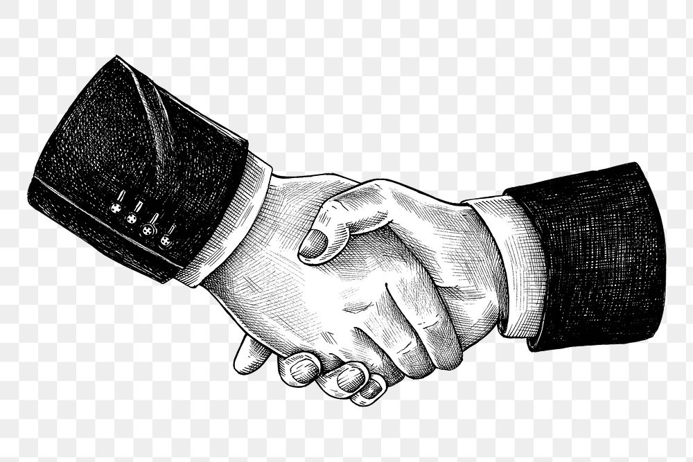 A simple line drawing of a handshake between a... - Stock Illustration  [106841602] - PIXTA