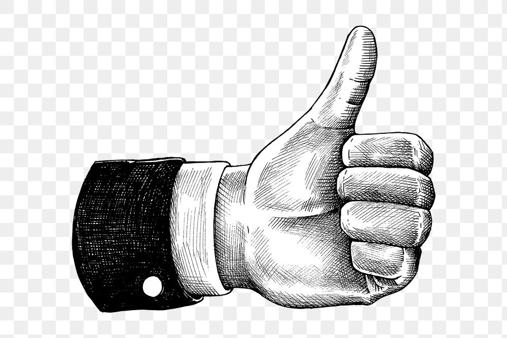 Hand drawn thumbs up hand design element