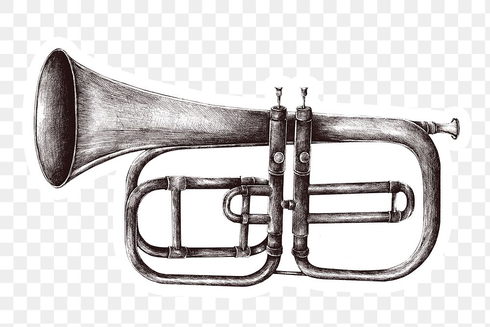 Hand drawn trumpet sticker design element