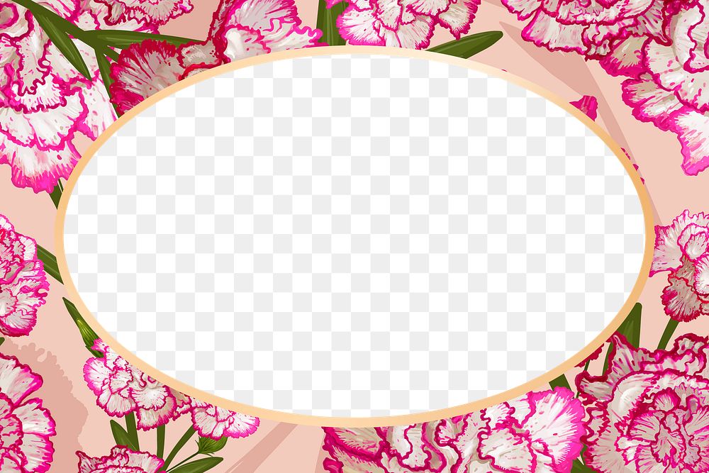 Gold oval carnation flower frame design element