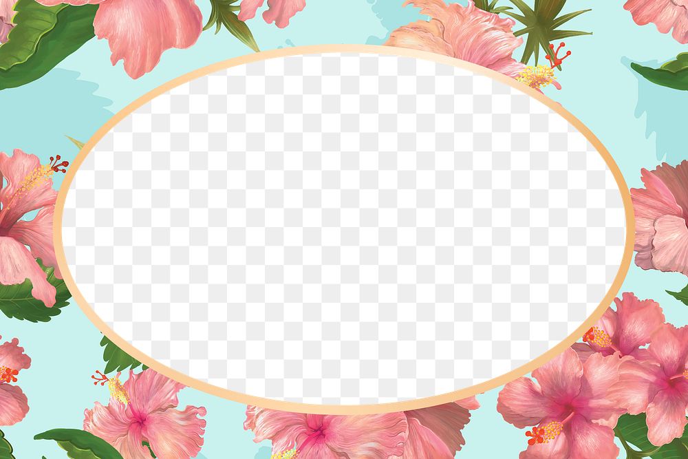 Gold oval lily flower frame design element