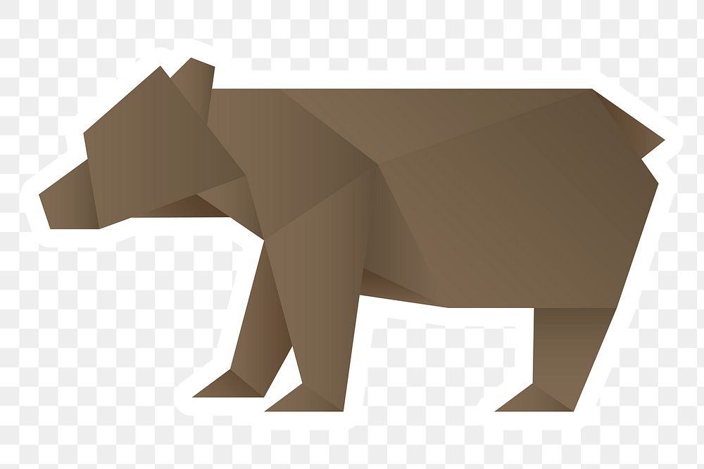 Origami bear sticker png cut out side view