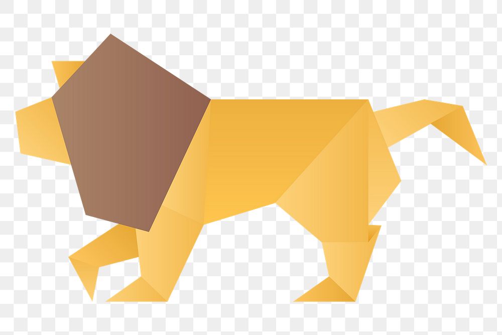 Lion polygon origami paper png