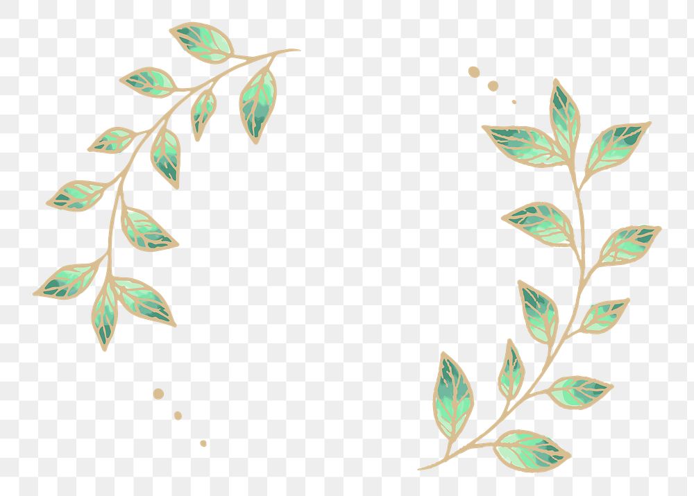 Green laurel fame png, circle shape, golden doodle design