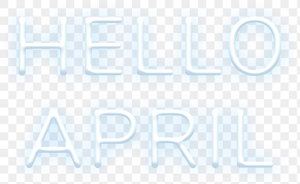 Neon blue Hello April png typography
