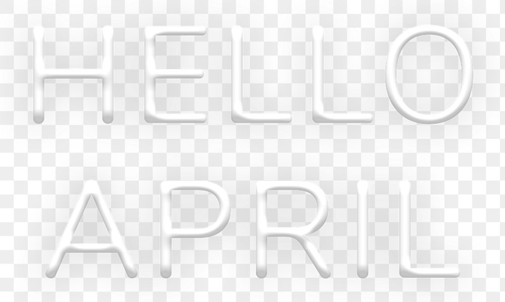 Glowing neon Hello April png typography