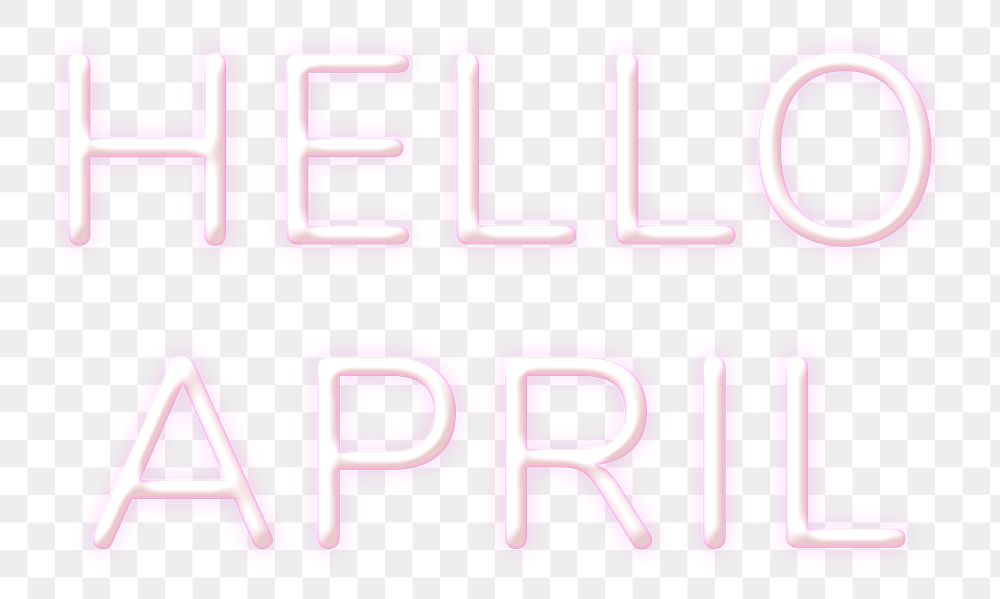 Glowing neon Hello April png text