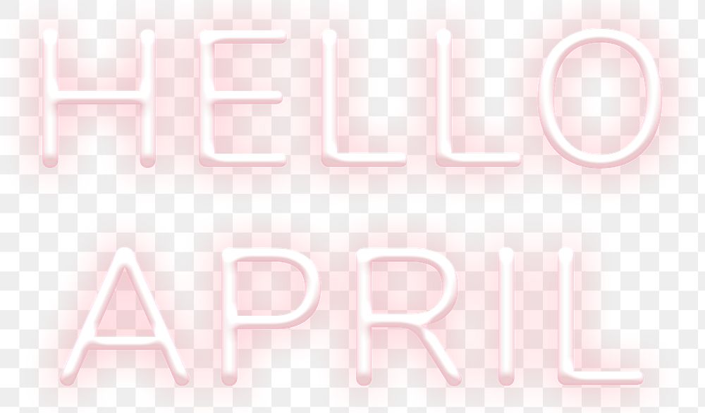 Neon Hello April word png lettering