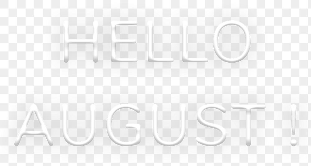Neon Hello August! word png lettering