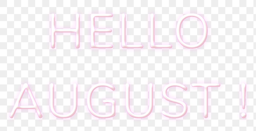 Neon Hello August! pink png text