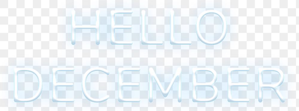 Glowing neon Hello December png typography