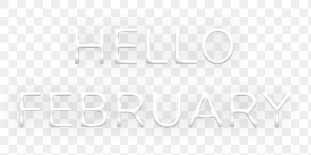 Glowing neon Hello February png typography