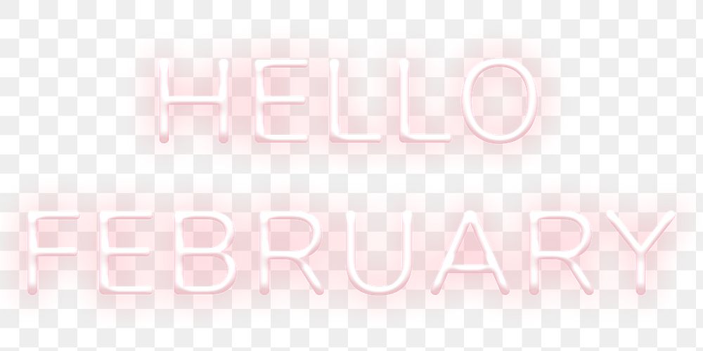 Hello February png neon typography