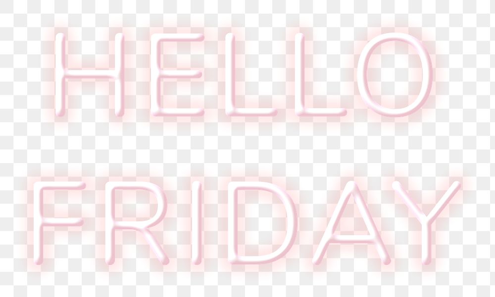 Glowing neon Hello Friday png typography