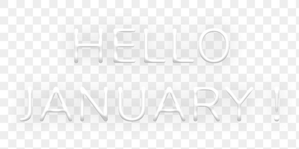 Hello January! png neon typography
