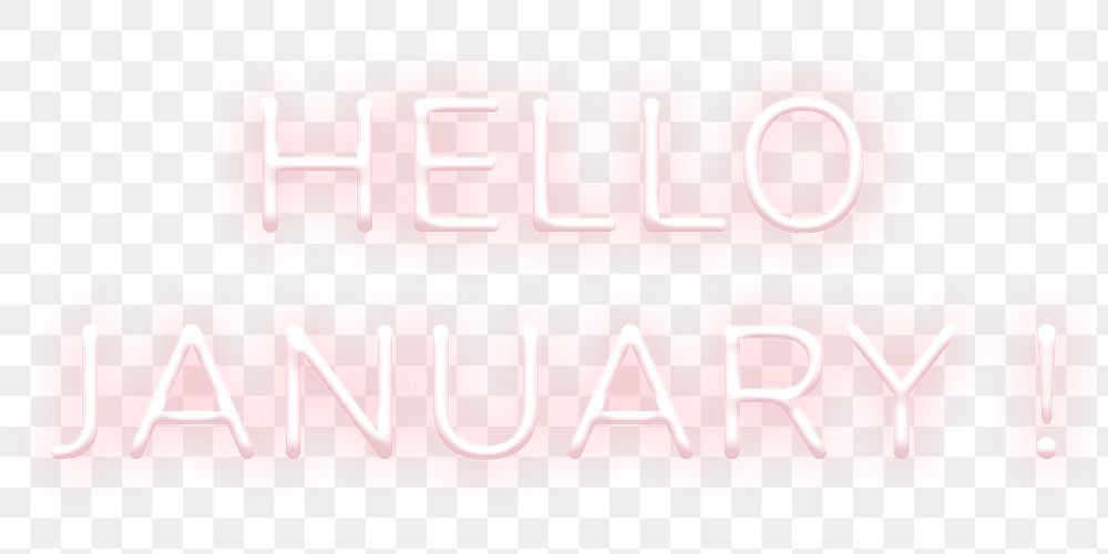 Neon Hello January! png text