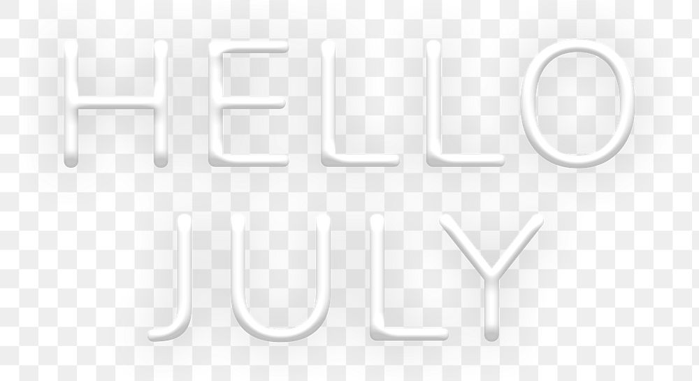 Hello July png neon typography