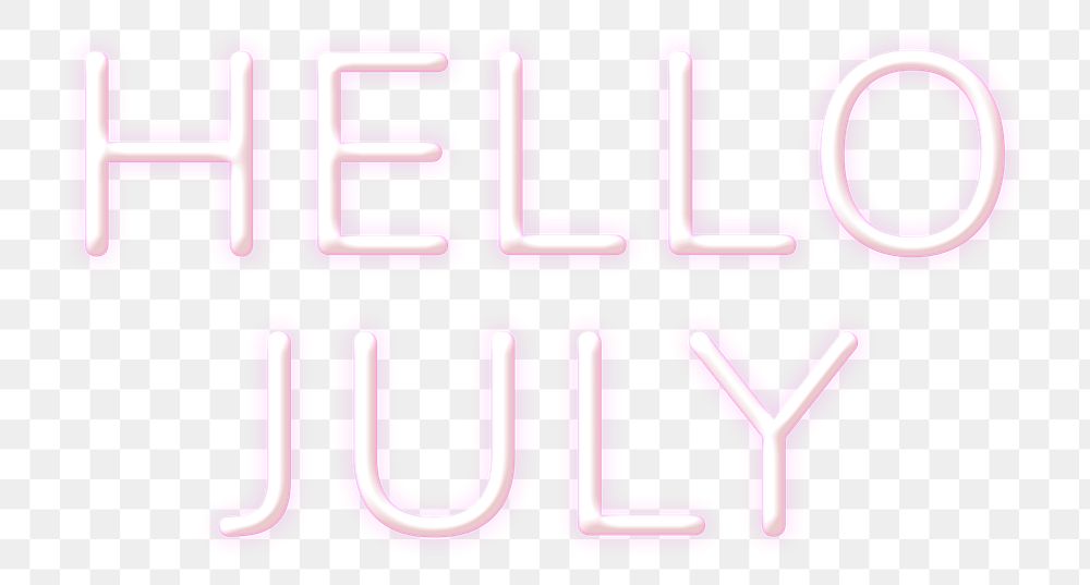 Neon hello July png lettering