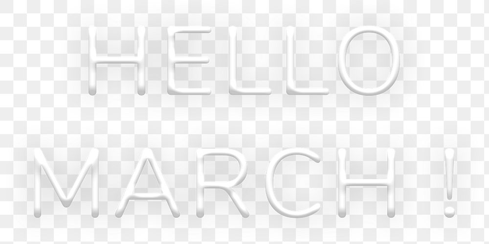 Neon Hello March! png typography