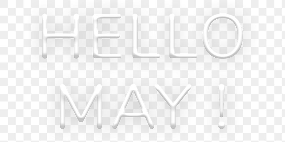 Glowing neon Hello May! png typography