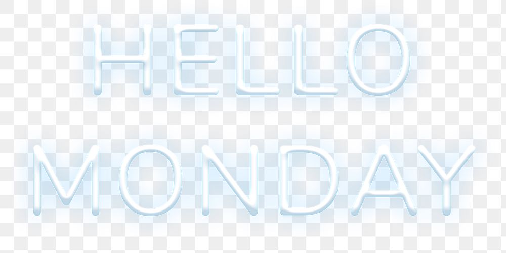 Glowing neon Hello Monday png typography