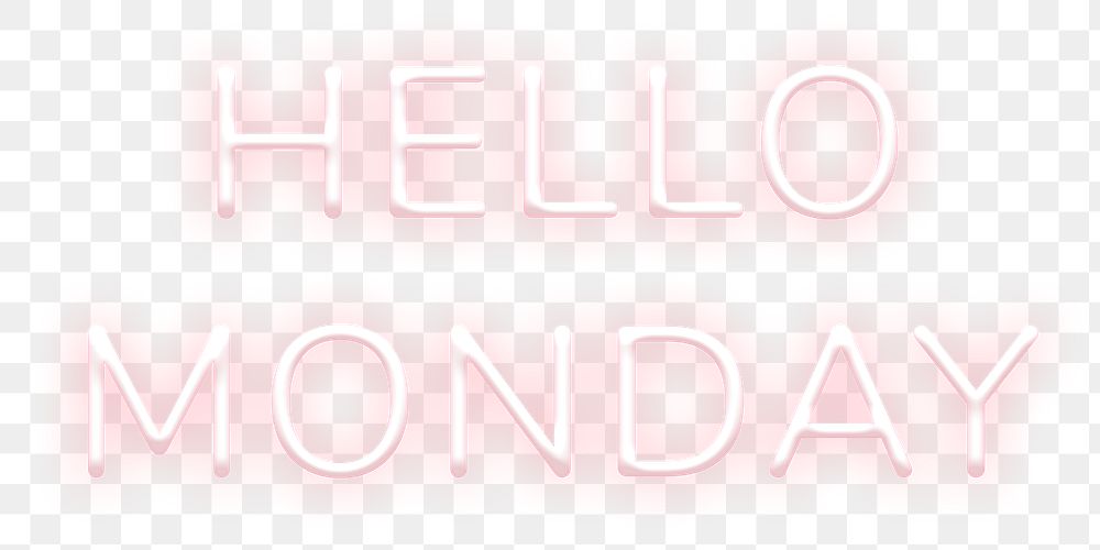 Glowing neon Hello Monday png typography