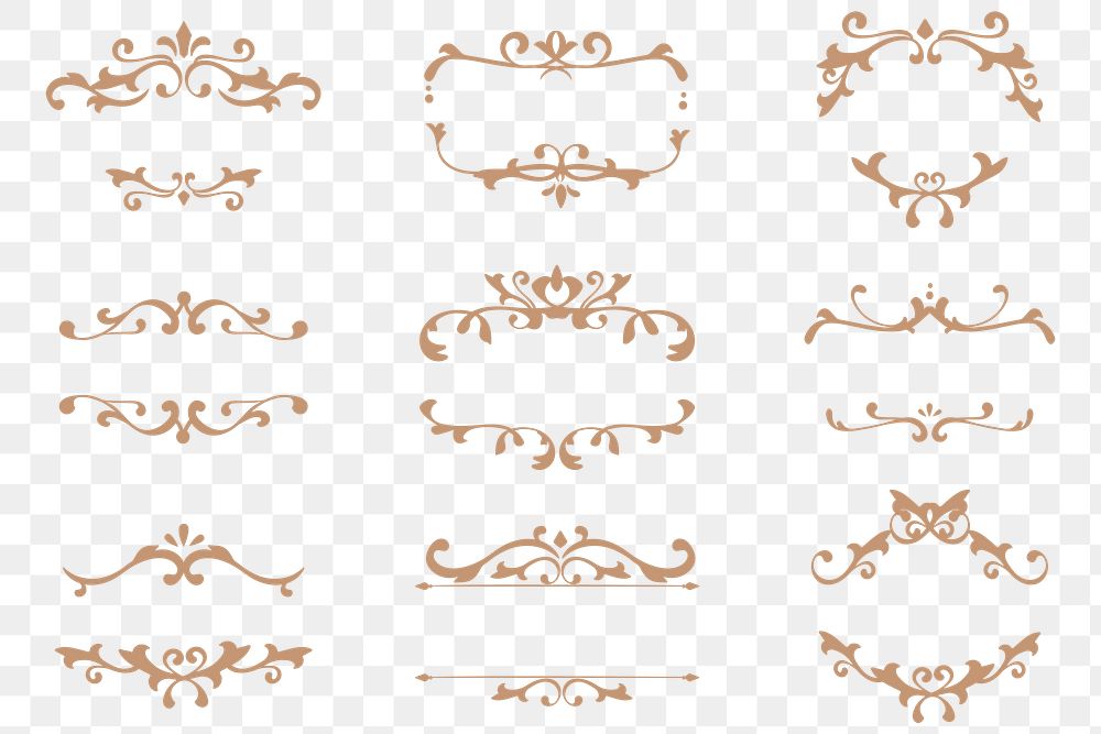 English ornaments frame sticker png art deco set