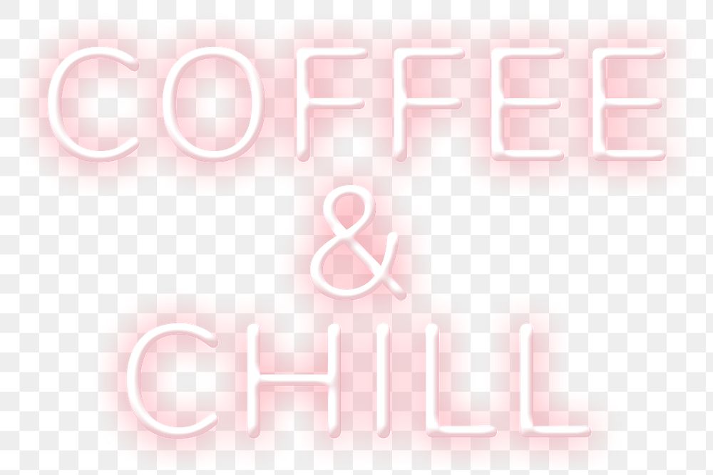 Neon coffee & chill png word sticker typography
