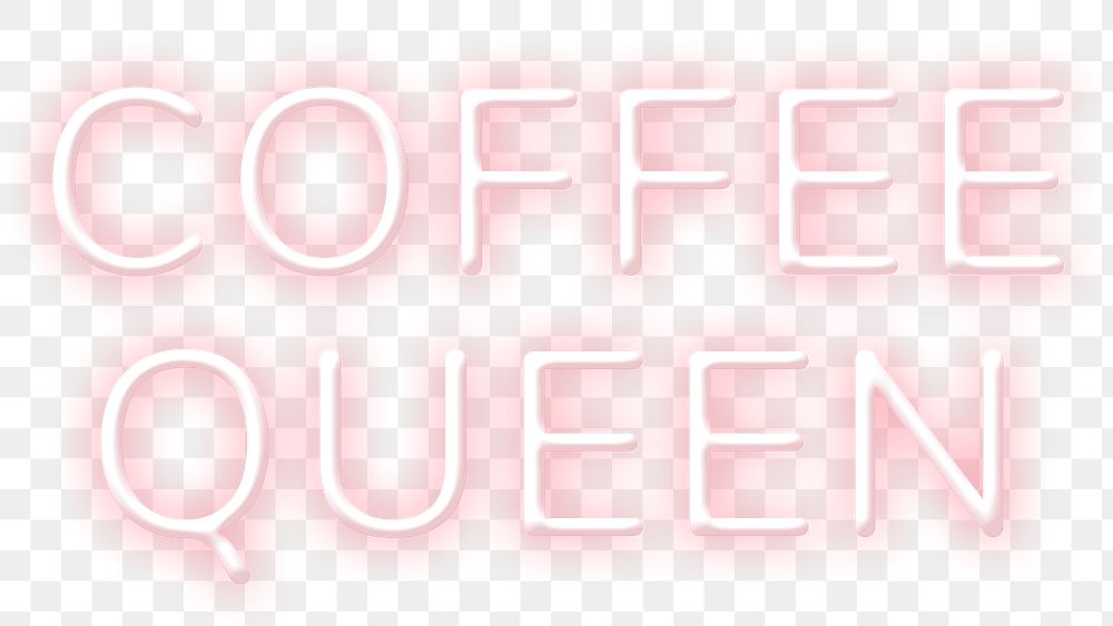 Glowing red coffee queen png retro neon sign word sticker