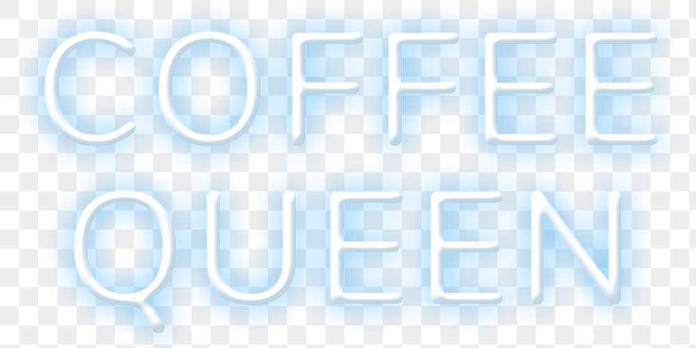 Neon sign coffee queen png text typography