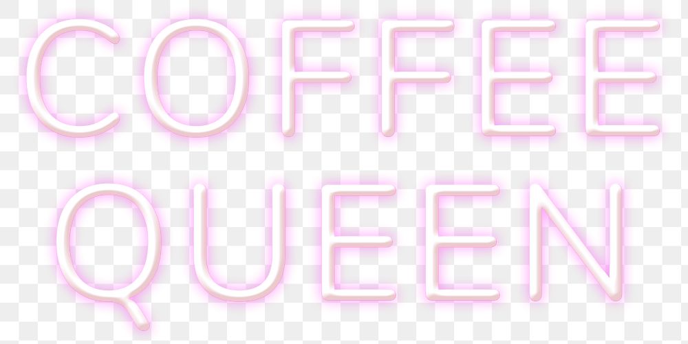 Purple neon coffee queen png word sticker typography